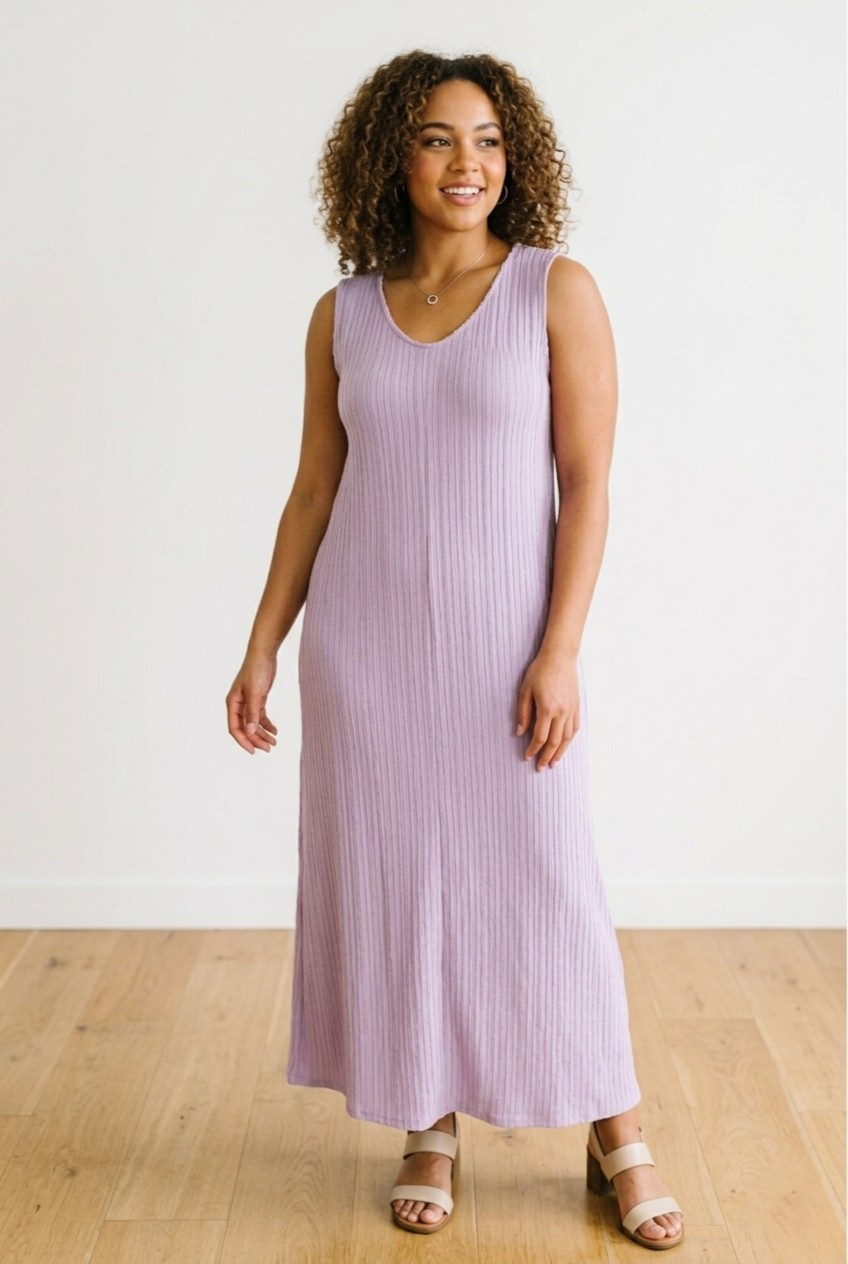 Corail Ribbed Knit Maxi Dress - Lavender