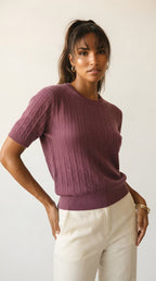 Câble Fine Knit Crew Neck