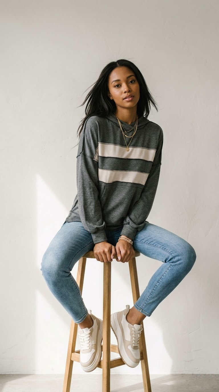 Bicolore Colorblock Pullover Hoodie