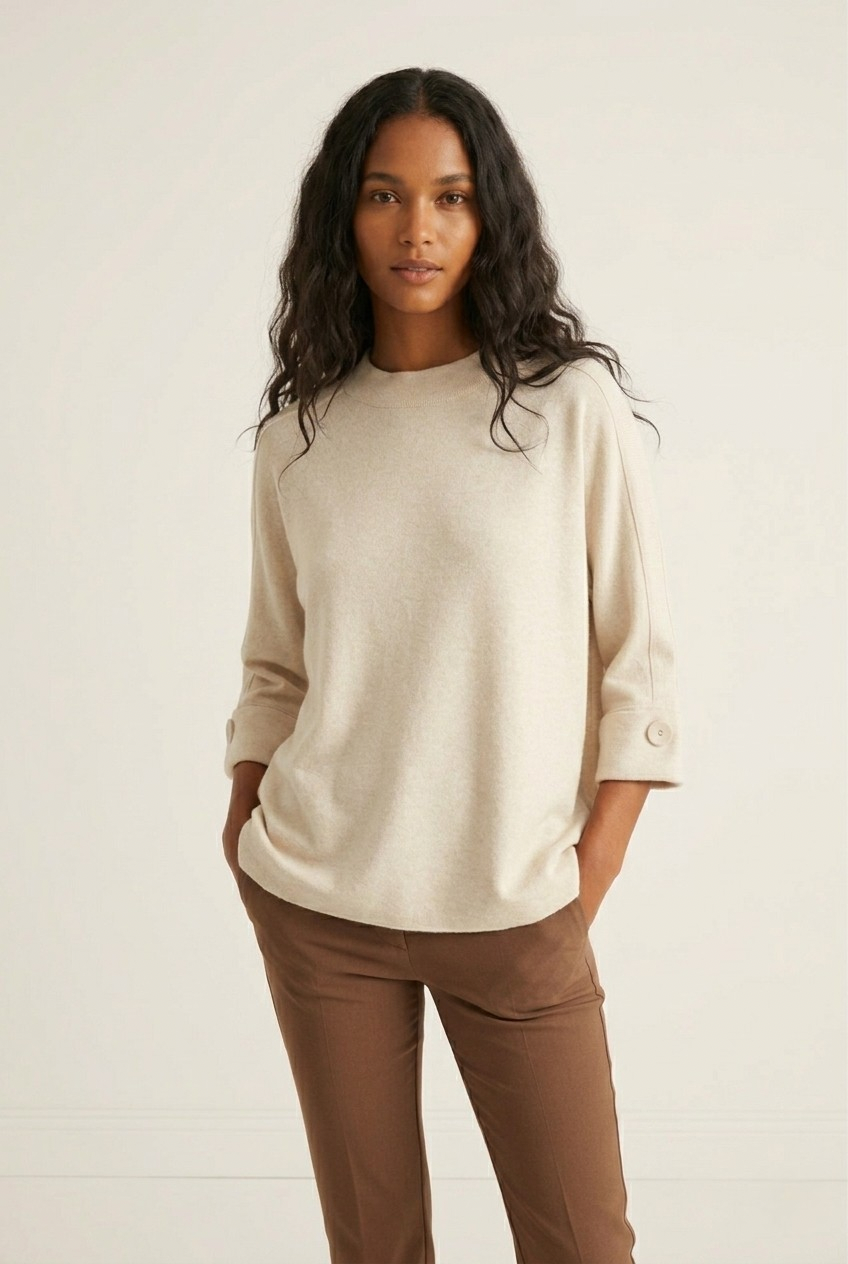 Nacelle Button Sleeve Knit Sweater