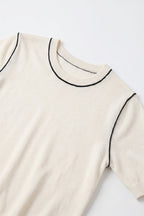 Nervuré Cap Sleeve Knit Sweater