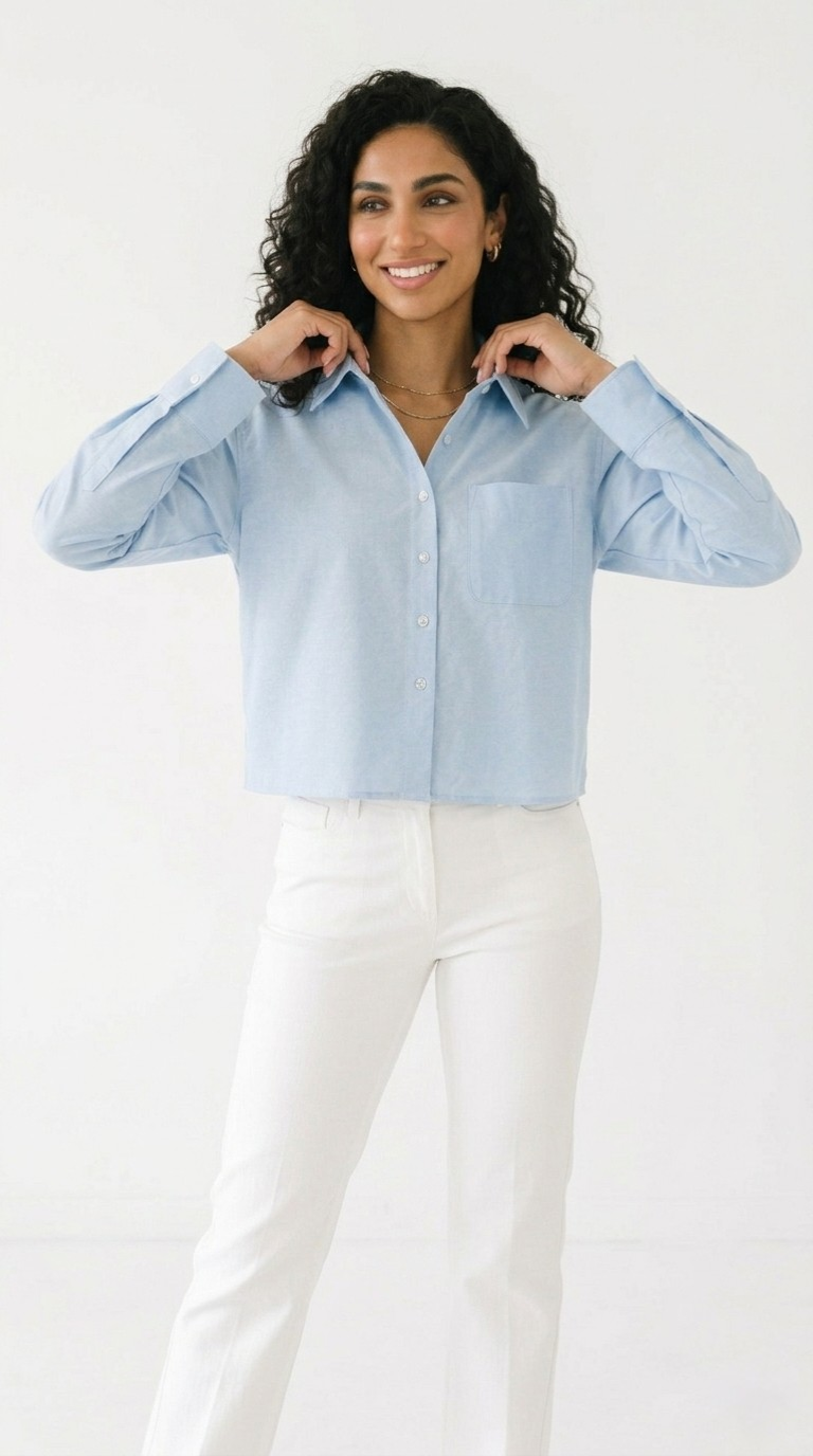 Ciel Cropped Button Shirt