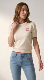 Broderie Contrast Trim Sweater
