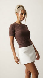 Câble Fine Knit Crew Neck