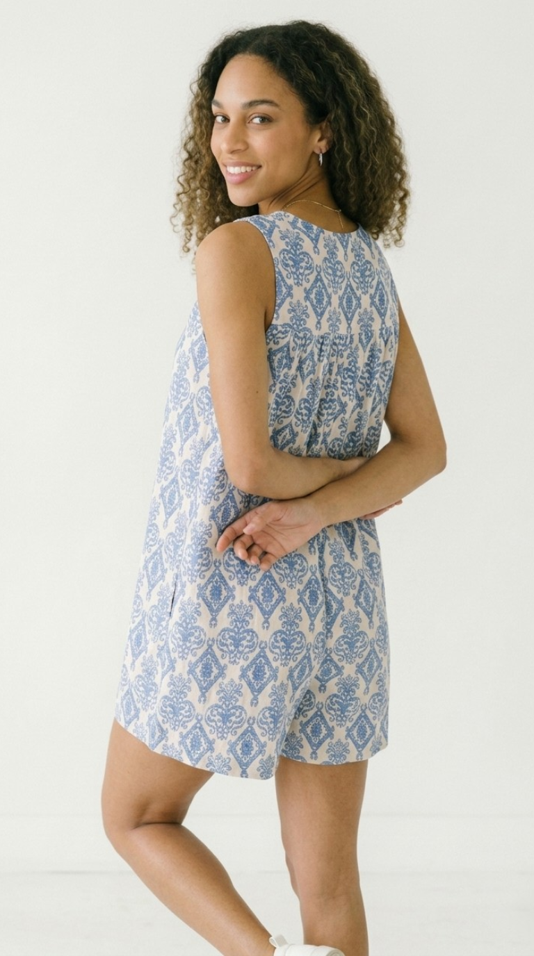 Damassé V-Neck Wide Leg Romper