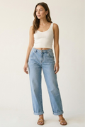 Côté Straight Leg Rolled Hem Jeans