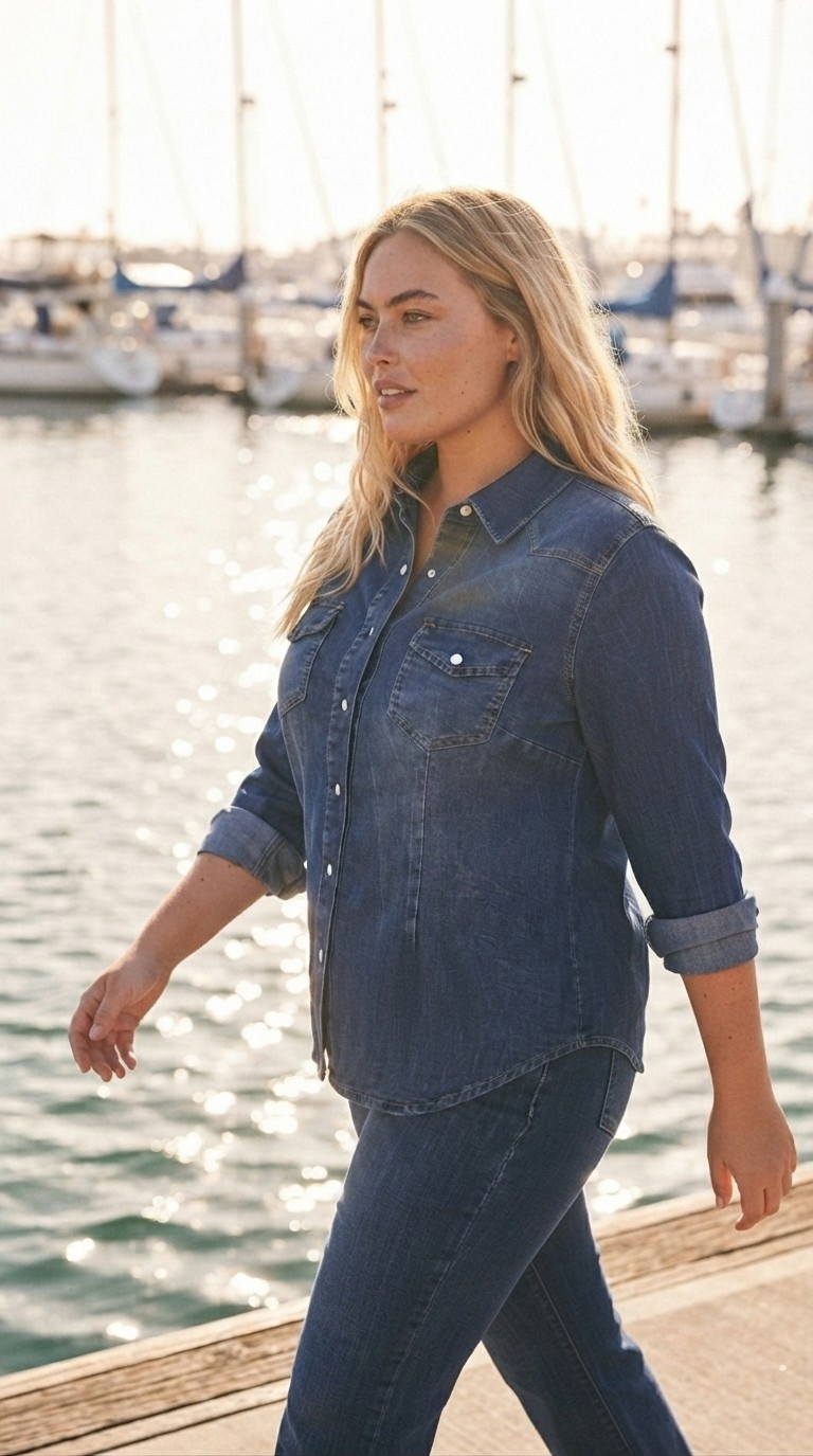 Indigo Denim Button-Up Shirt