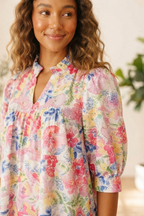 Nébuleuse Floral Notch Neck Dress