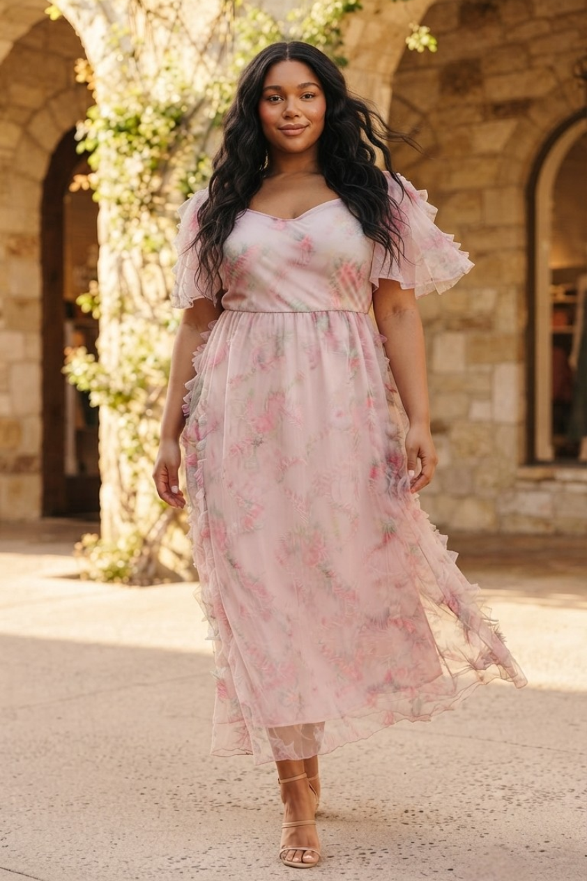 Colombe Flutter Sleeve Maxi Dress