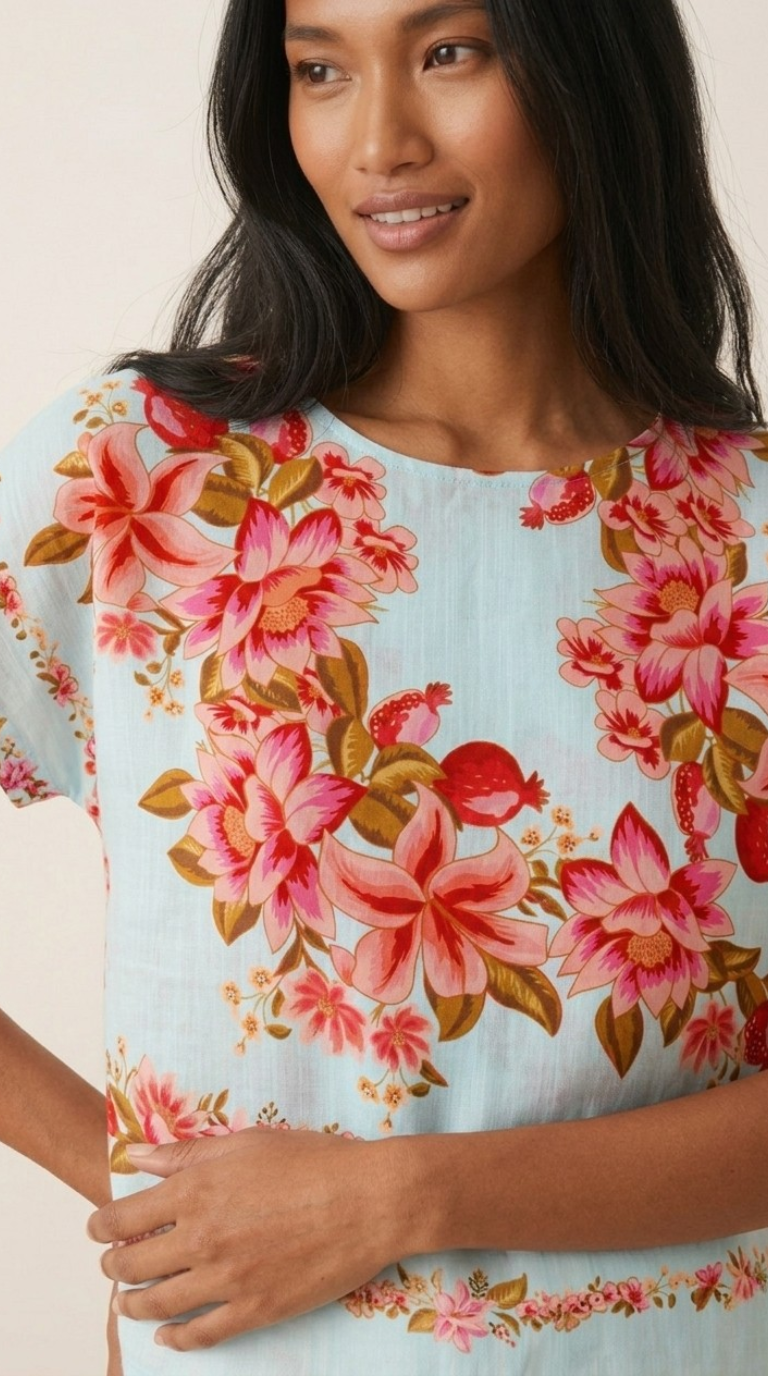 Pivoine Floral Boxy Crop Top