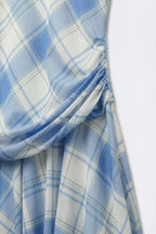 Celeste Mesh Plaid Asymmetrical Dress