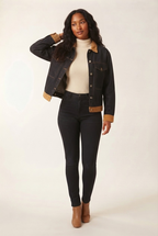 Velours Corduroy Collar Denim Jacket