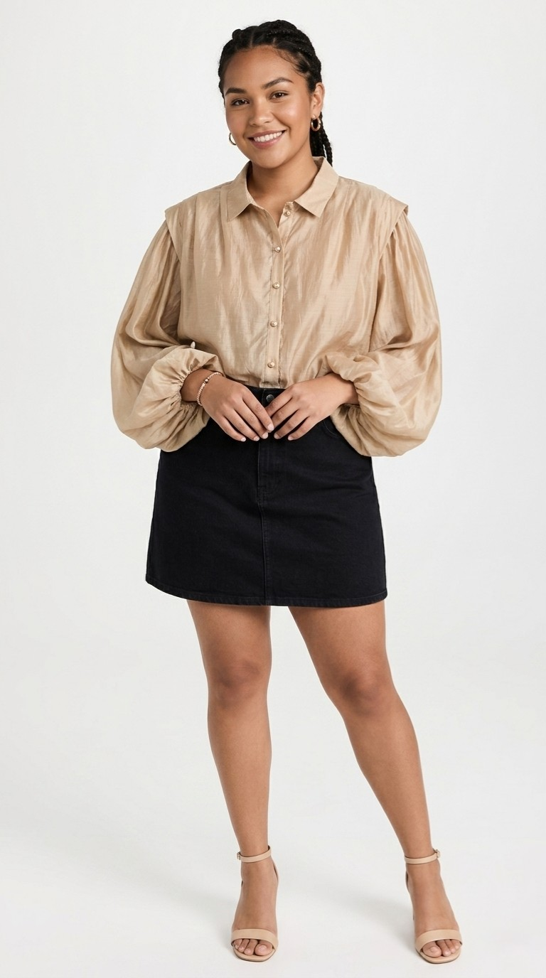 Soie Tencel Balloon Sleeve Blouse