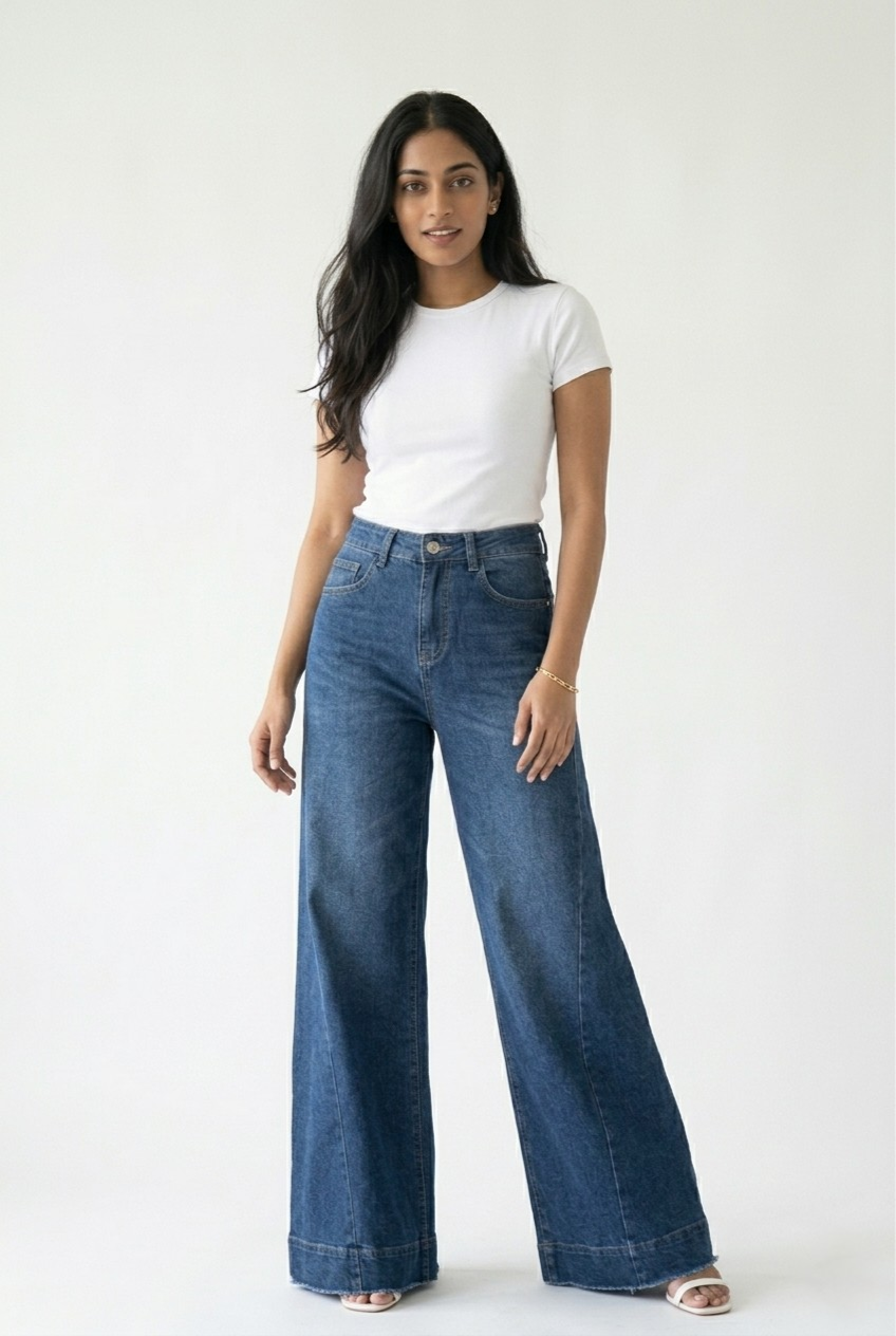 Largeur Dark Wash Wide Leg Jeans