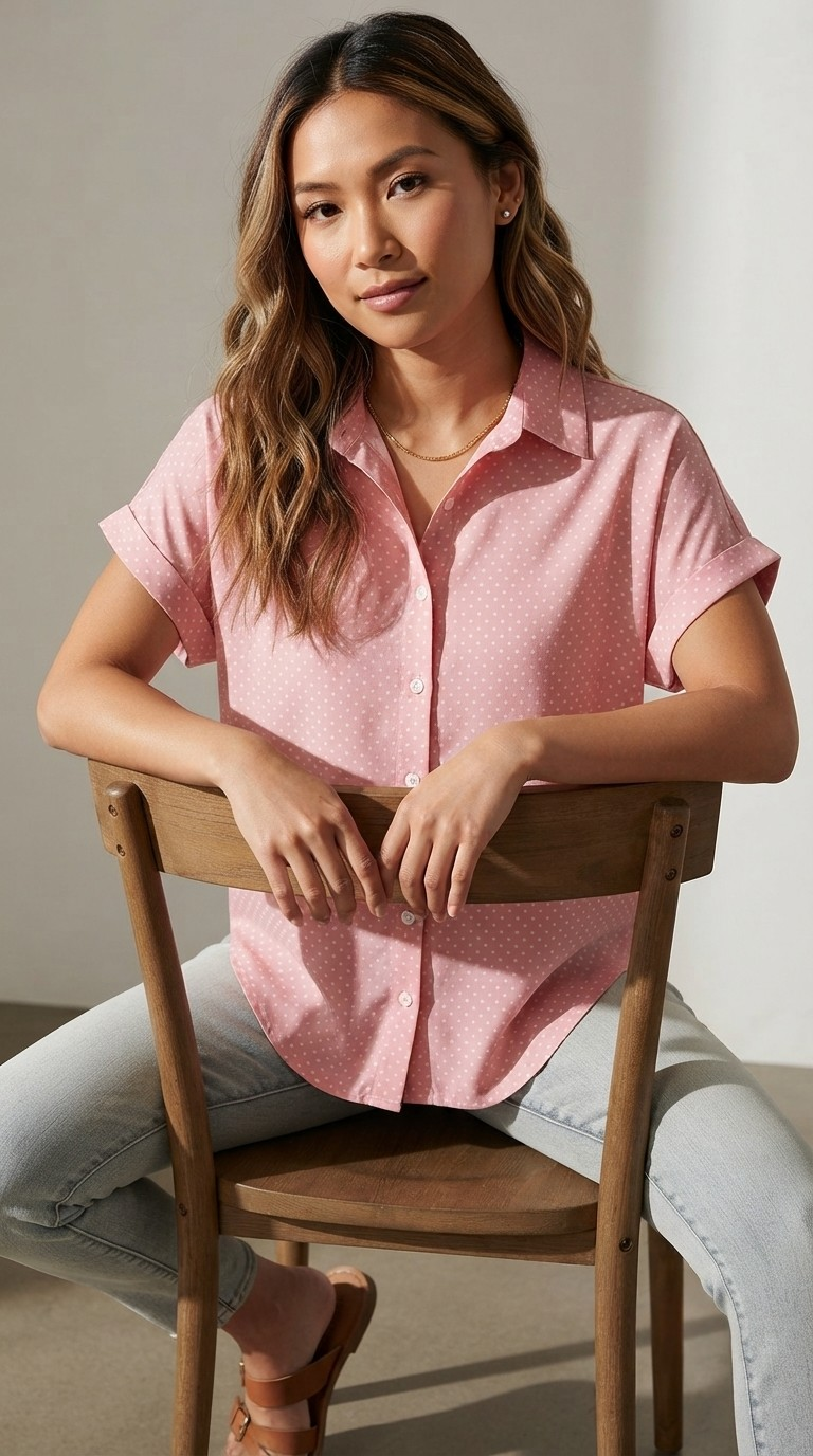 Pois Rose Button Down Blouse