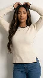 Galon Ribbed Contrast Sweater