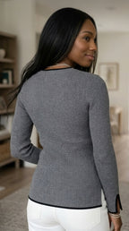 Galon Ribbed Contrast Sweater