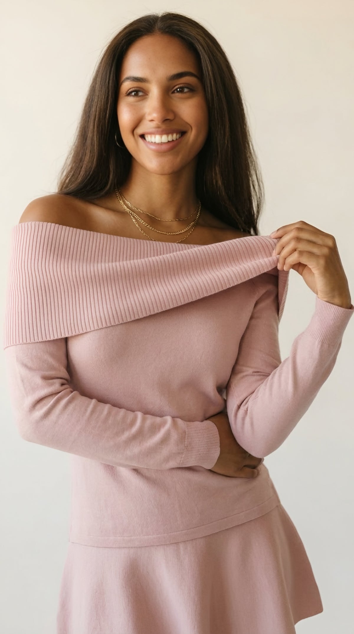 Bardot Ribbed Off Shoulder Sweater