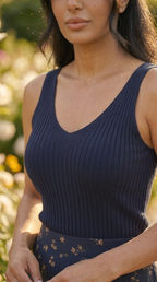 Nerveux Ribbed V-Neck Tank