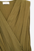 Olive Draped Crinkle Jumpsuit