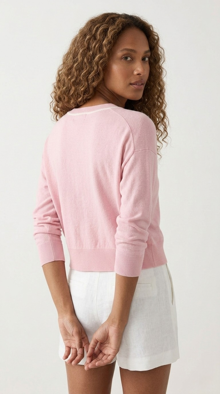 Contour Pink Contrast Trim Cardigan