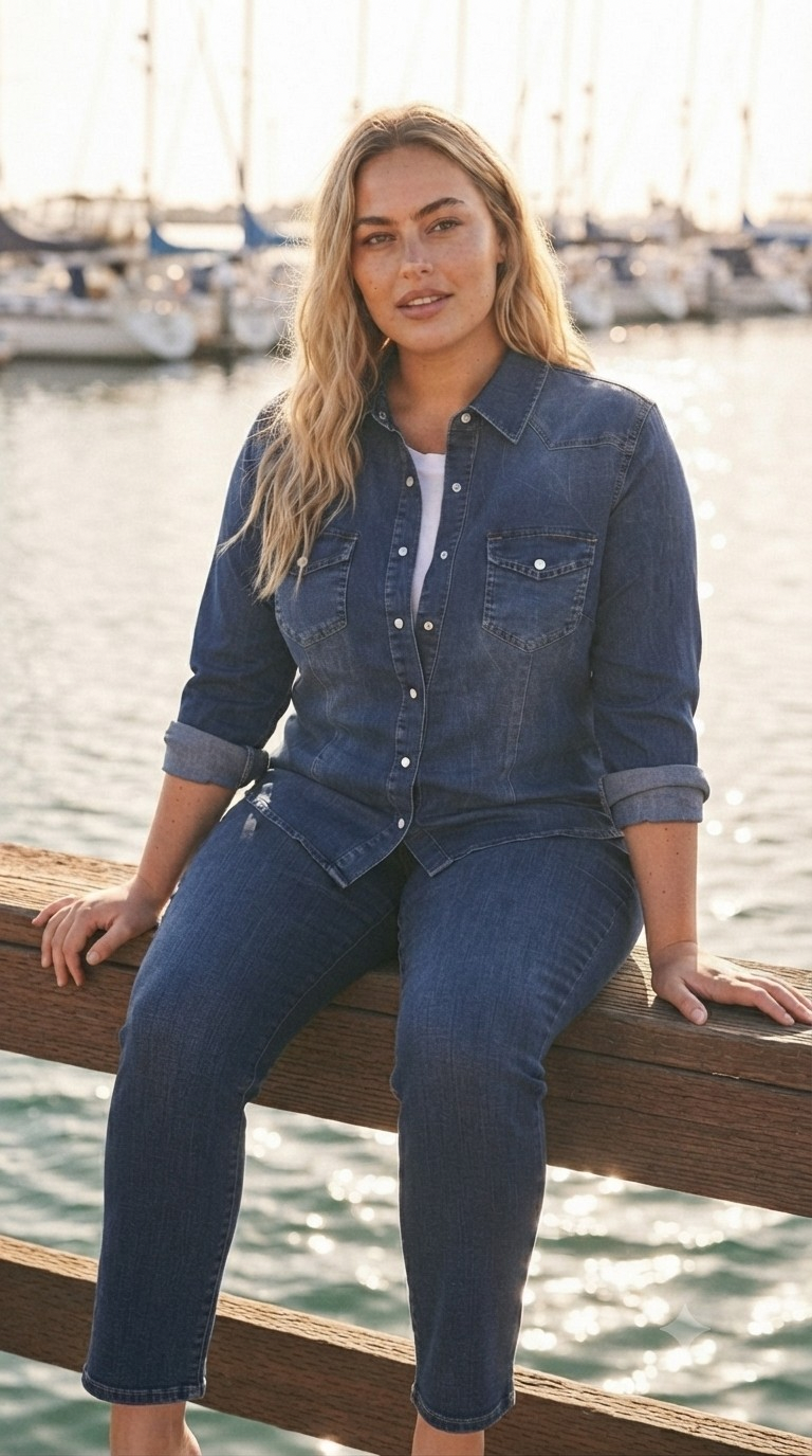 Indigo Denim Button-Up Shirt