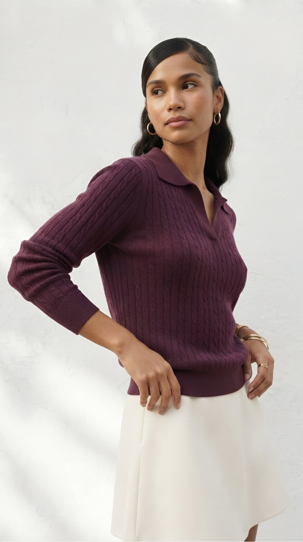 Câble Polo Knit Sweater
