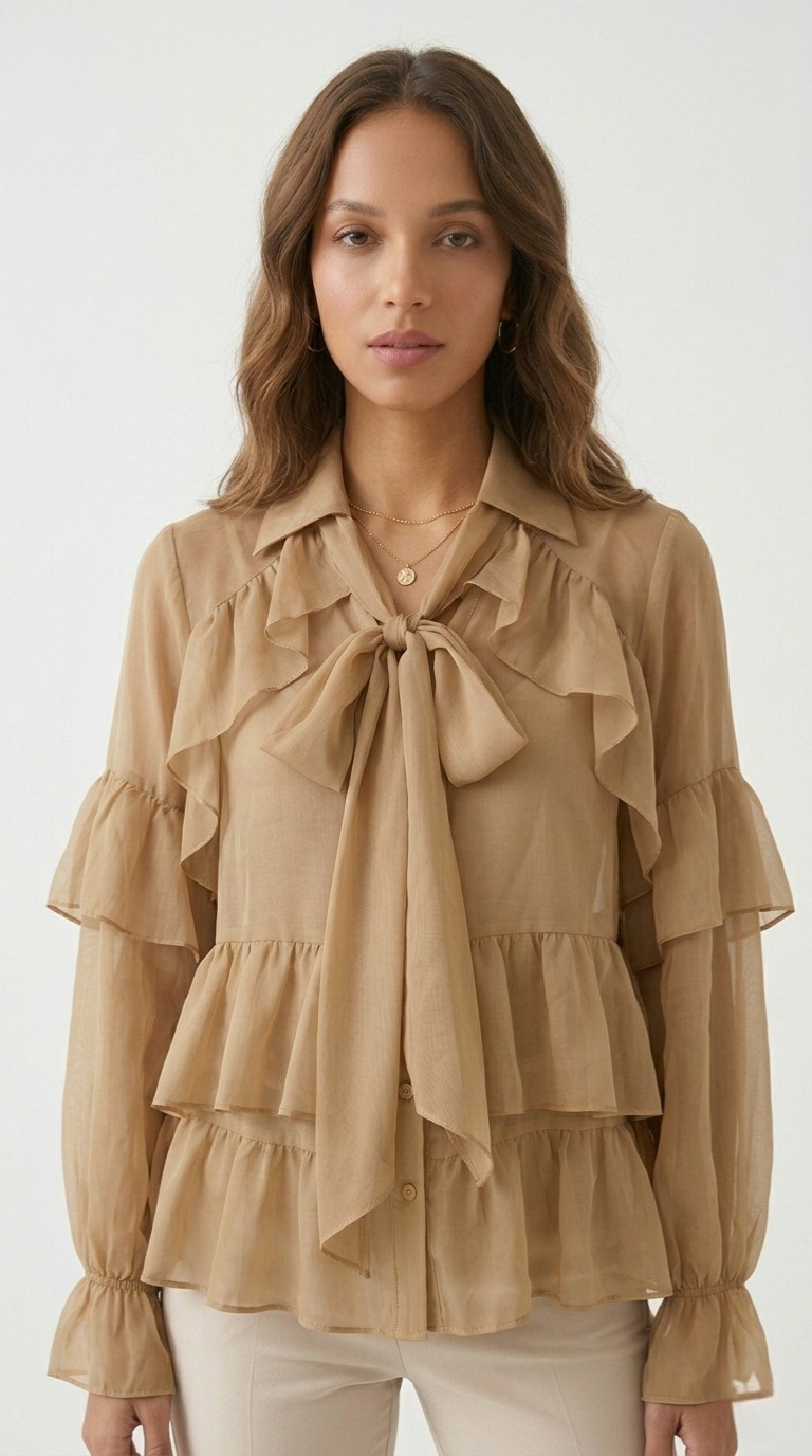 Volant Ruffled Chiffon Blouse