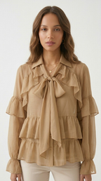 Volant Ruffled Chiffon Blouse
