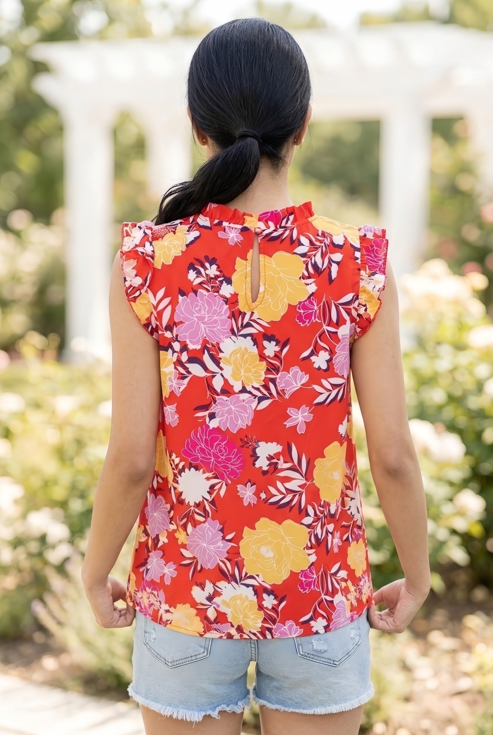Jardinière Floral Ruffle Top