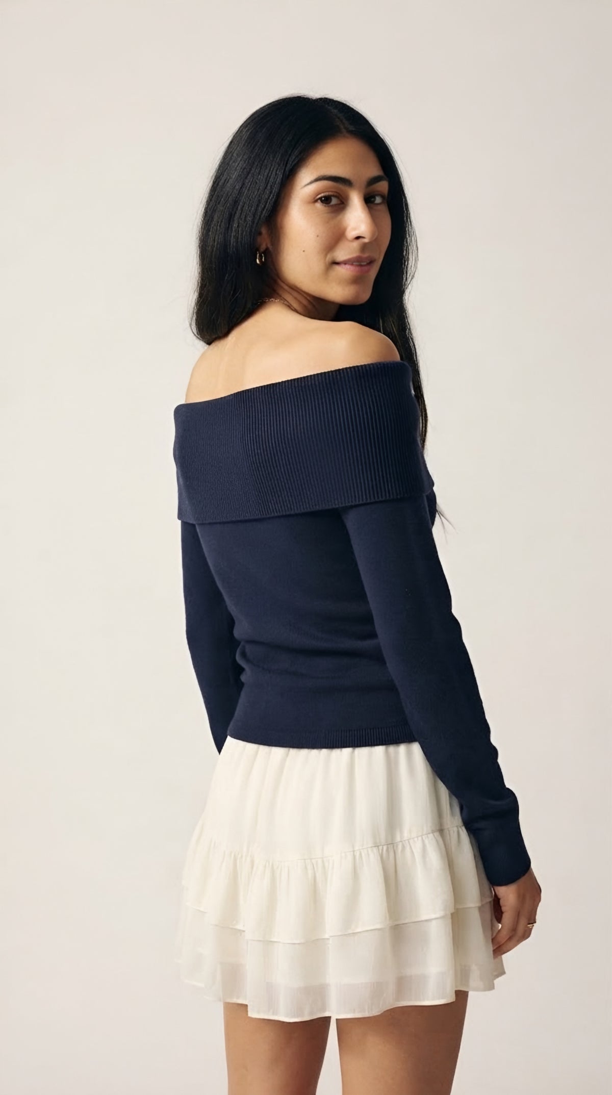 Bardot Ribbed Off Shoulder Sweater