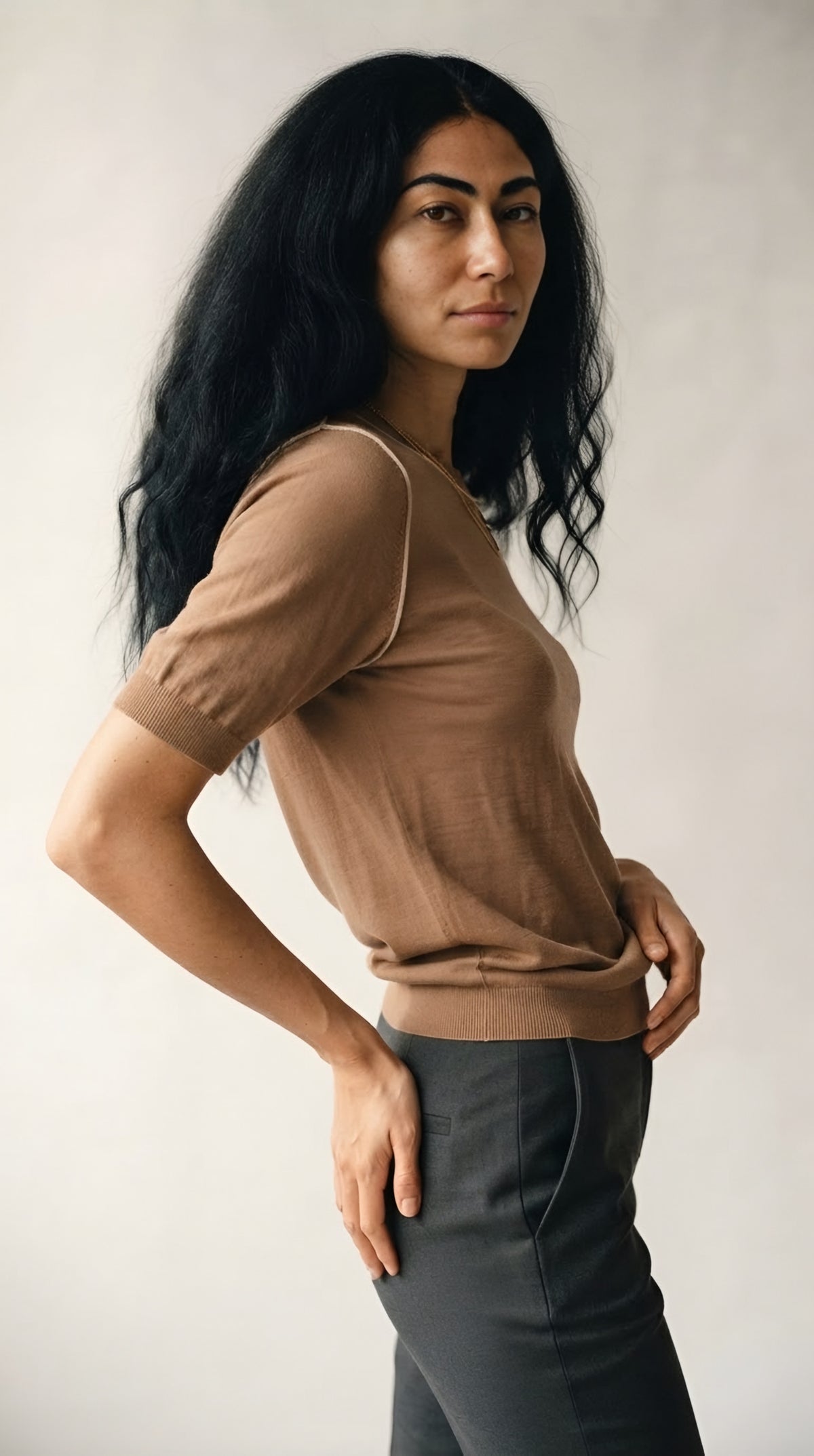 Nervuré Cap Sleeve Knit Sweater