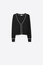 Contour Black Contrast Trim Cardigan