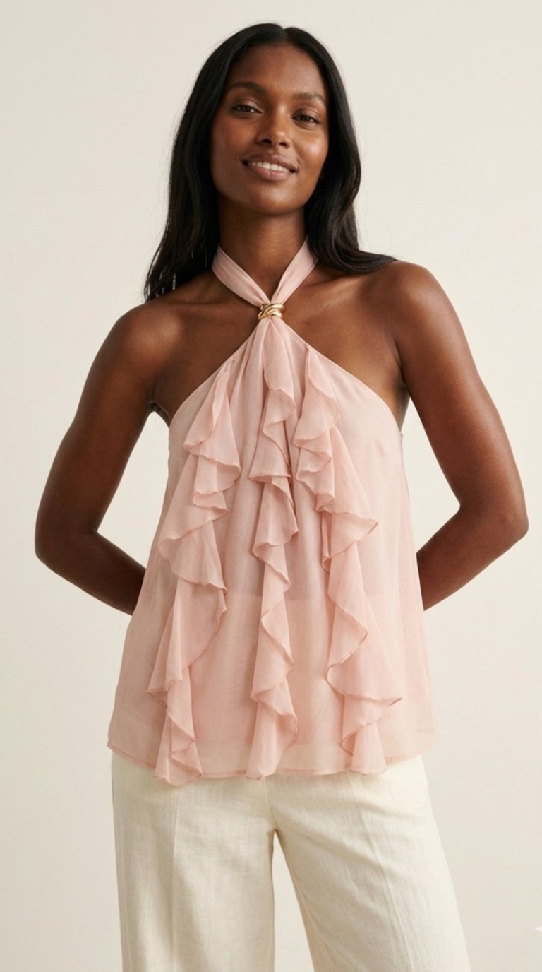 Anneau Ruffle Halter Top
