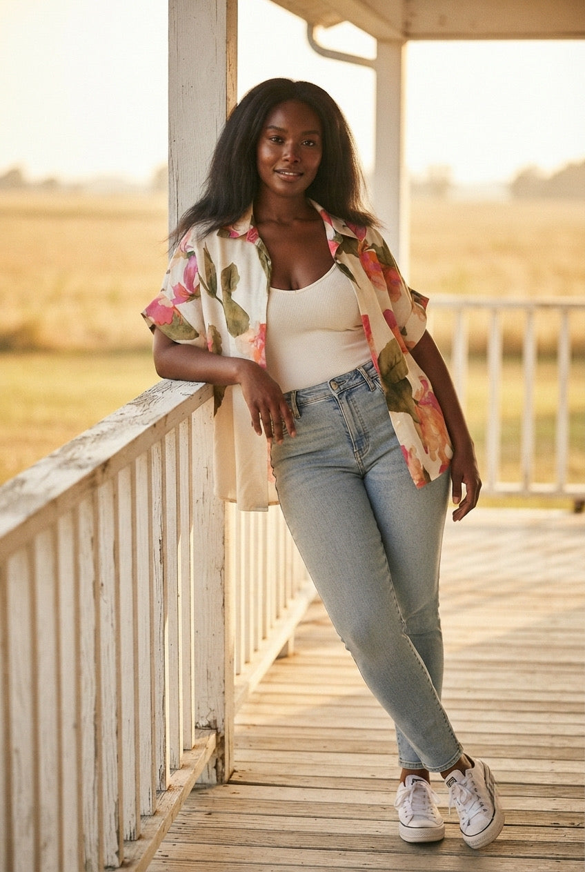 Aquarelle Floral Oversized Shirt
