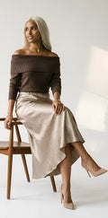 Luisant Satin Midi Skirt