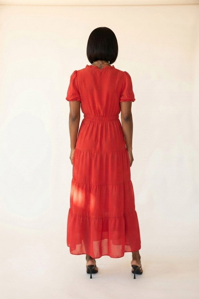 Ballon Rouge Tiered Maxi Dress