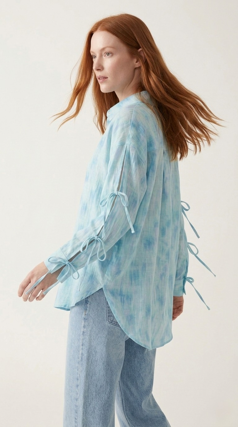 Aquarelle Tie Sleeve Blouse