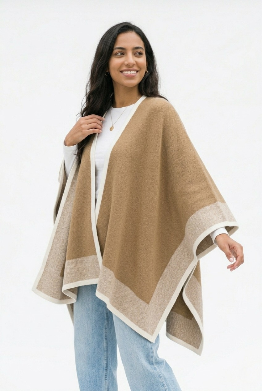 Bordure Chunky Knit Poncho