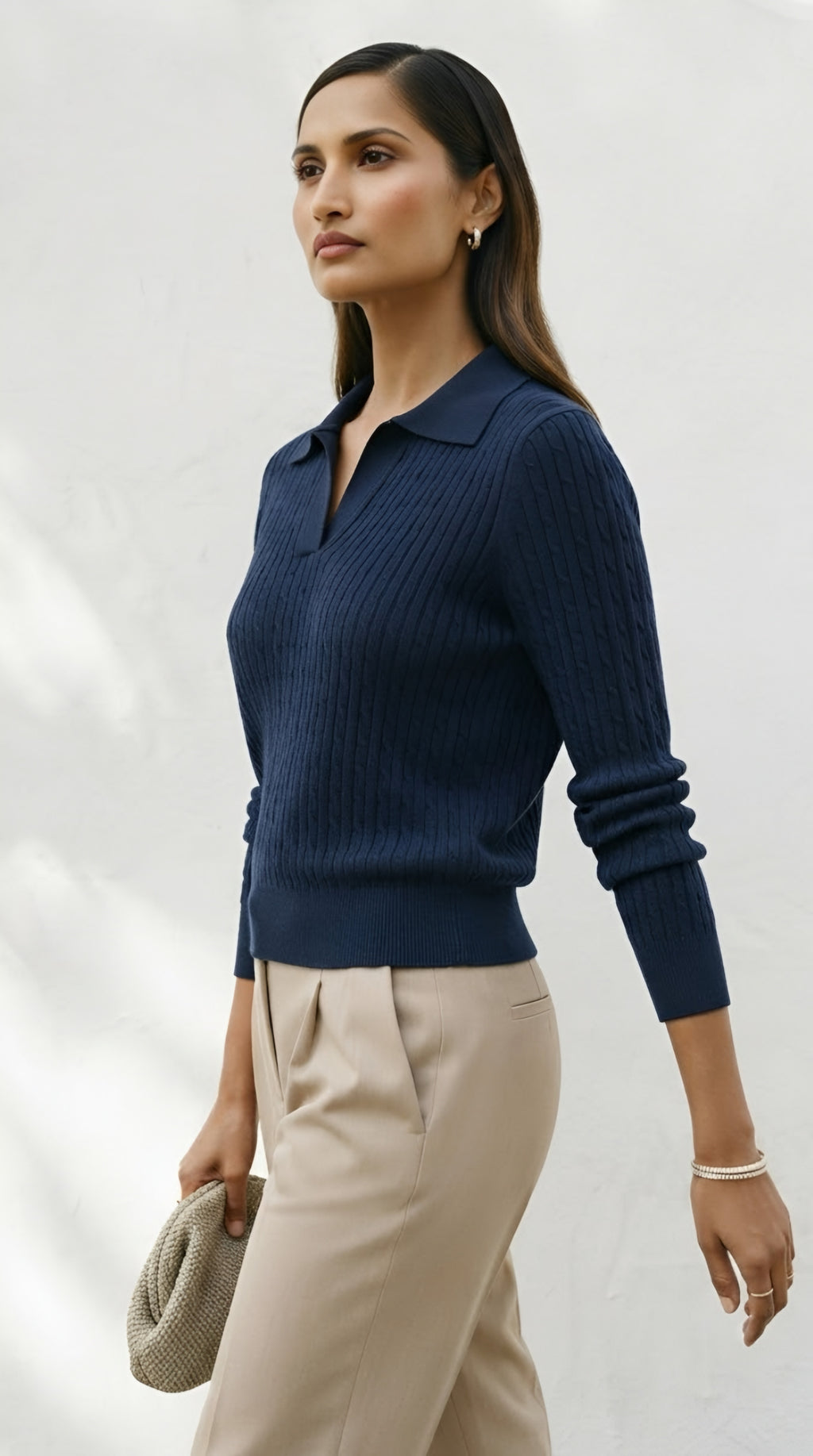 Câble Polo Knit Sweater