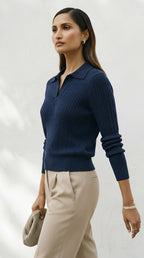 Câble Polo Knit Sweater