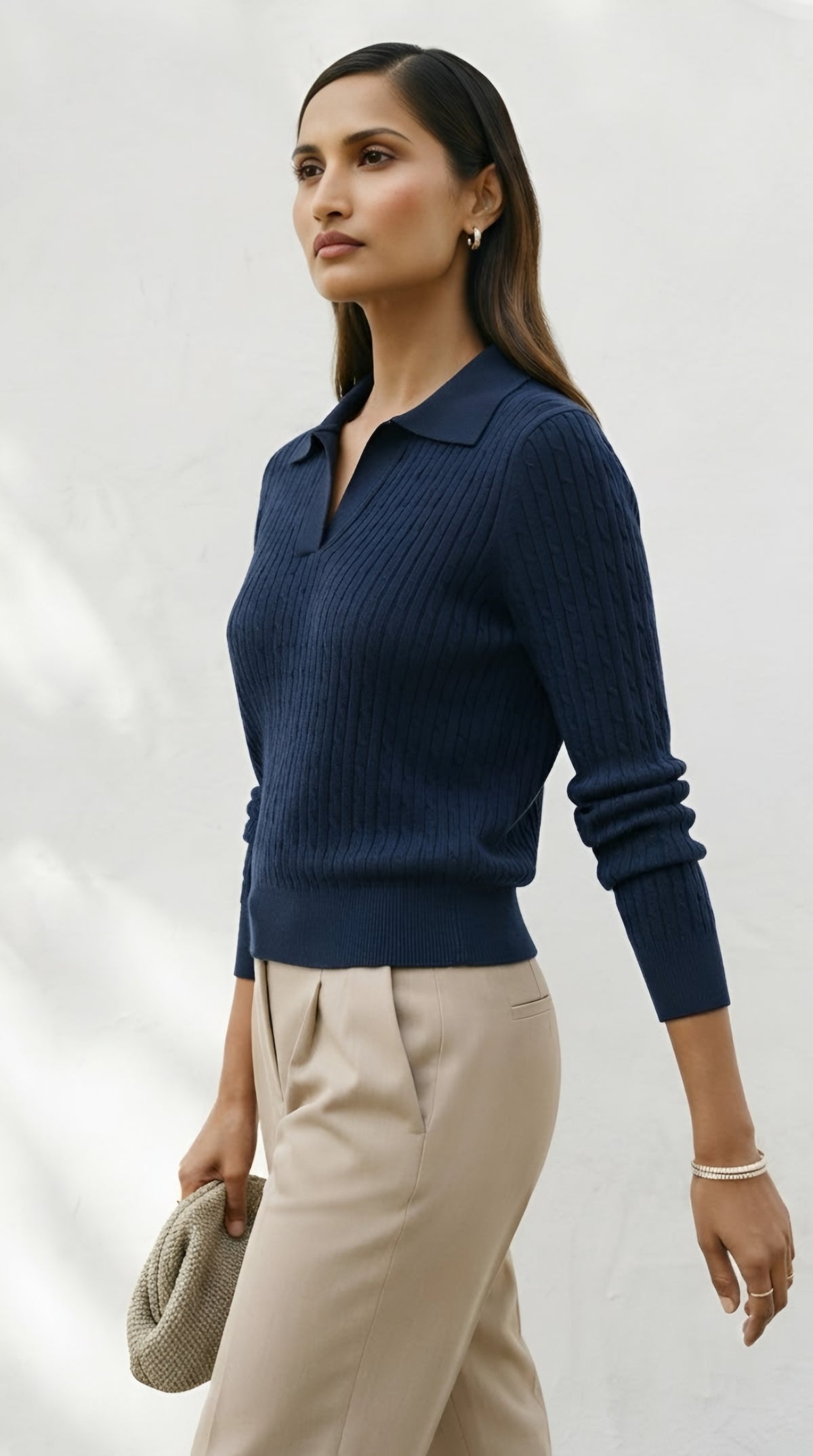 Câble Polo Knit Sweater