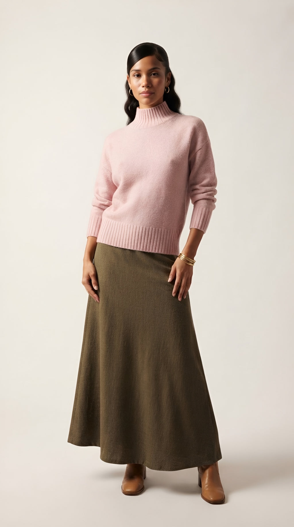 Tourelle High Collar Knit Sweater
