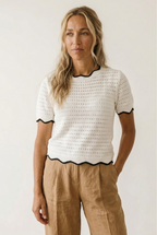Œillet Contrast Trim Knit Top