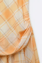 Celeste Mesh Plaid Asymmetrical Dress
