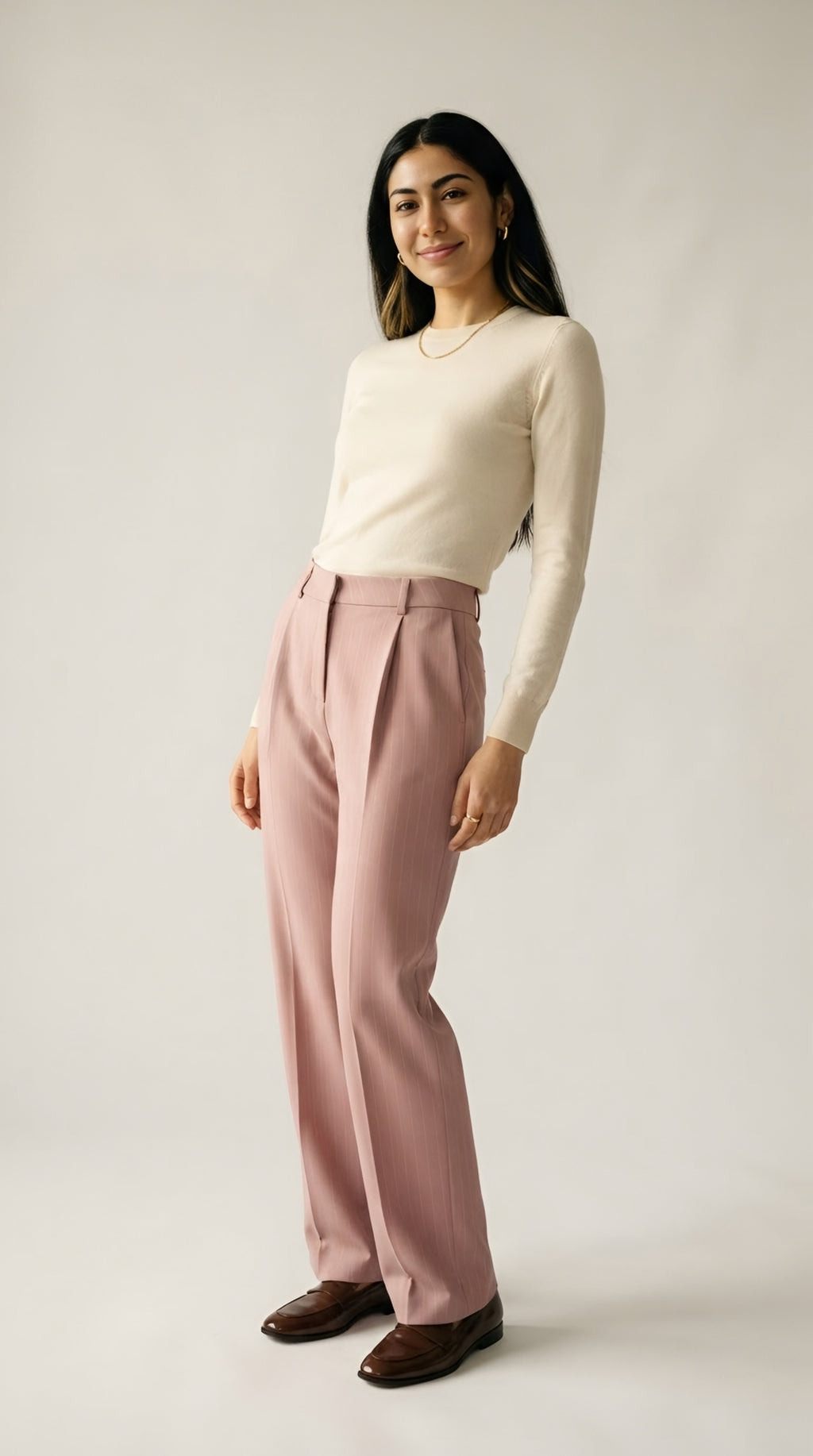 Brume Stripe Wide Leg Pleated Trousers