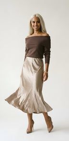 Luisant Satin Midi Skirt
