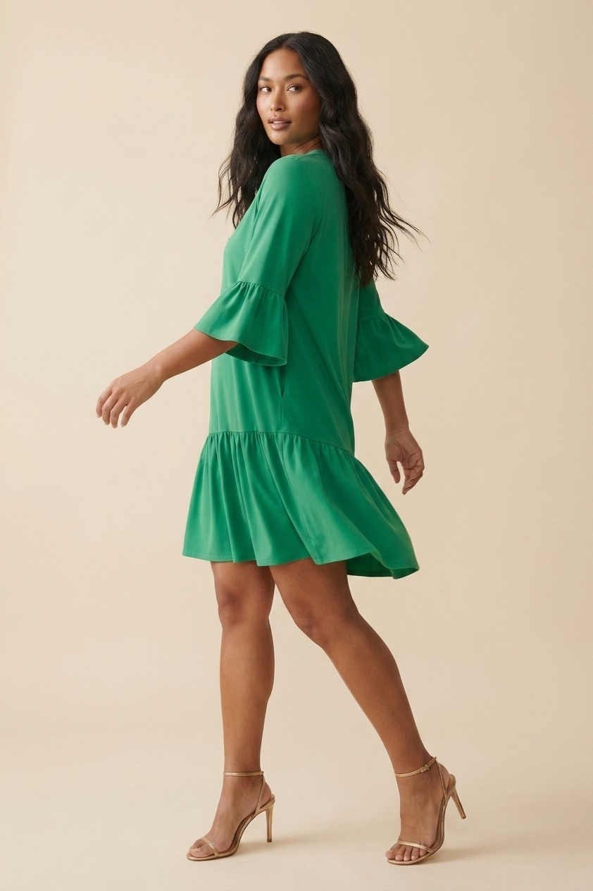 Émeraude Ruffle Cuff Tiered Dress