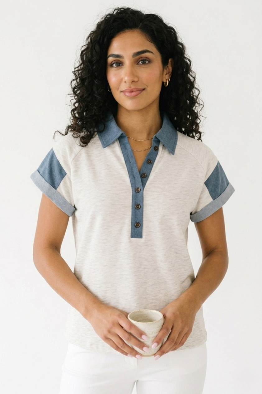 Colette Contrast Collar Henley