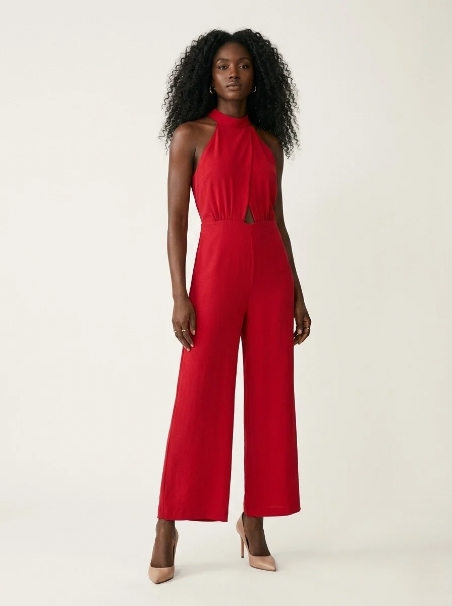 Croisé Halter Wide Leg Jumpsuit
